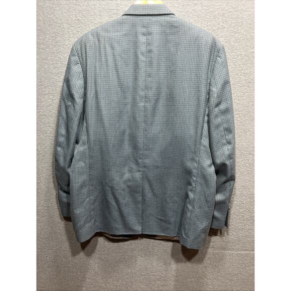 VGT Lauren Ralph Lauren Grey Blue Poly Rayon Blend Plaid Sport Blazer Size 44R - Picture 4 of 11